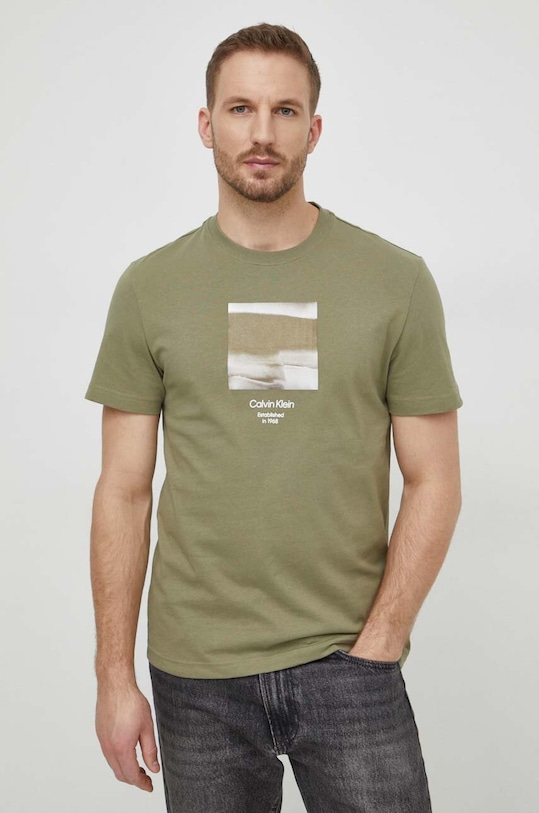 Calvin Klein t-shirt bawełniany K10K112488 zielony SS24
