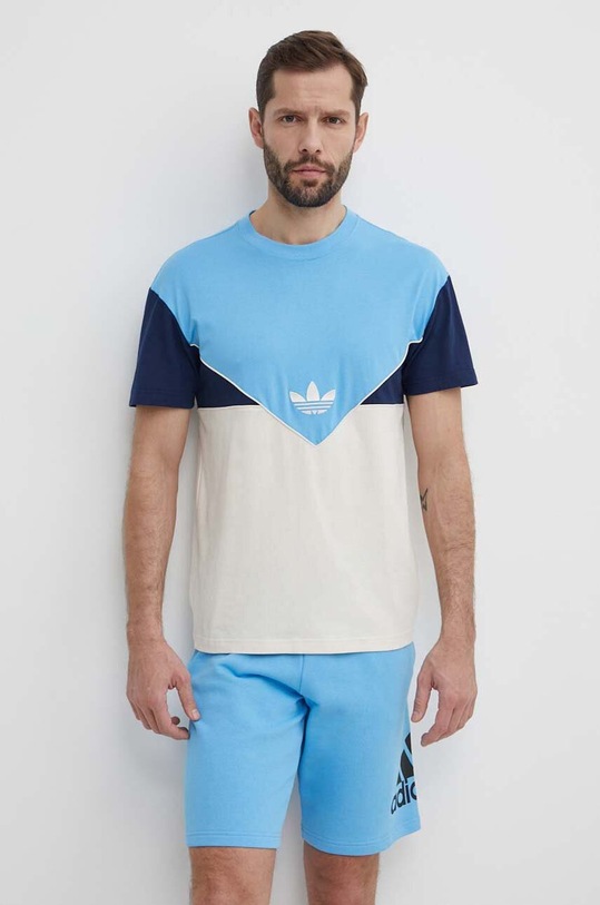 adidas Originals t-shirt bawełniany wzorzyste niebieski IM9423