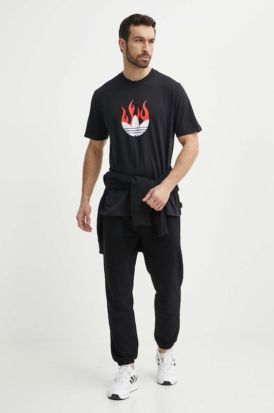 adidas Originals t-shirt bawełniany Flames IS0178 czarny SS24