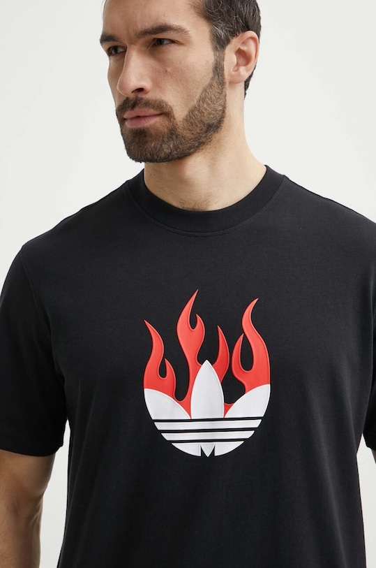 adidas Originals t-shirt bawełniany Flames czarny IS0178