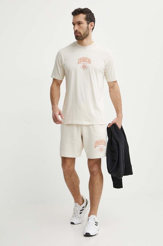 adidas Originals t-shirt bawełniany IS0186 beżowy SS24