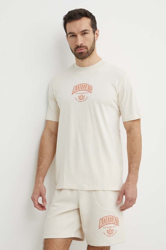 Odzież adidas Originals t-shirt bawełniany IS0186 beżowy