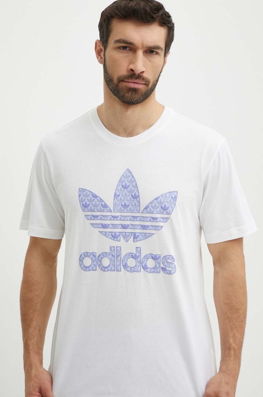 Bavlnené tričko adidas Originals potlač biela IS0205