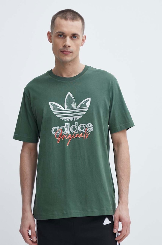 Bavlněné tričko adidas Originals zelená IS0228