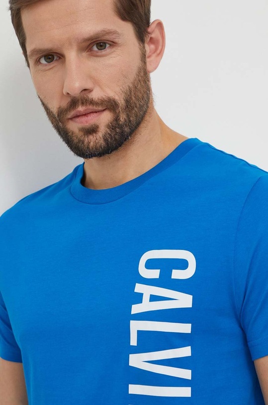 Calvin Klein tricou din bumbac print albastru KM0KM00998