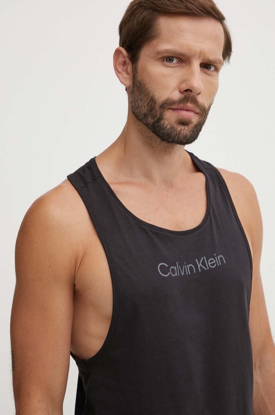 Calvin Klein maglietta con aggiunta di lino KM0KM01009 nero SS24