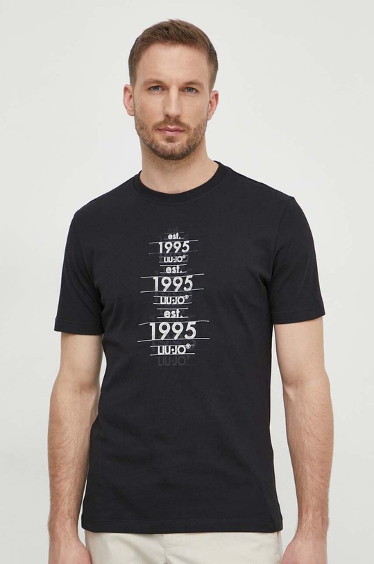 Liu Jo tricou din bumbac print negru M124P204PRINTCOMF