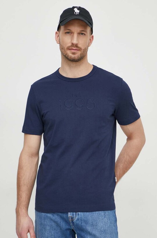 Bavlněné tričko Liu Jo námořnická modř M124P204EMBROTEE