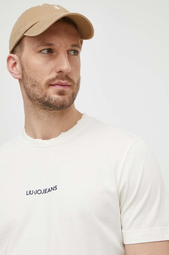 Liu Jo t-shirt bawełniany regular beżowy M124P204WASHSHIRT