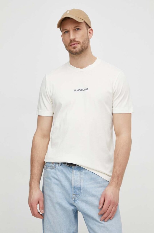 Liu Jo t-shirt bawełniany beżowy M124P204WASHSHIRT