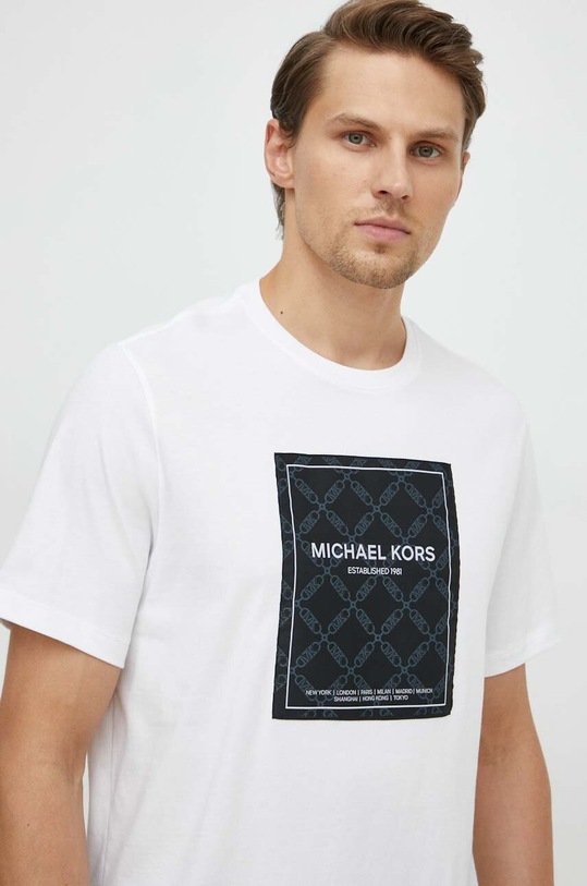 Βαμβακερό μπλουζάκι Michael Kors λευκό CS451VR1V2