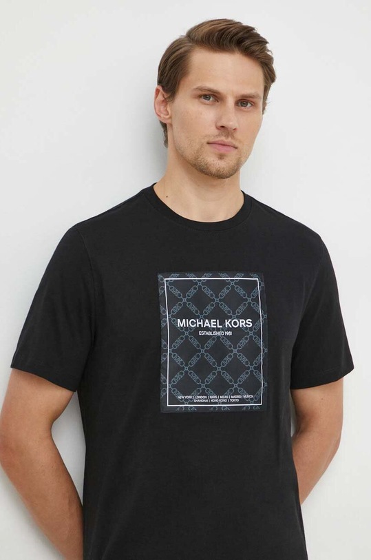 Michael Kors pamut póló pamut fekete CS451VR1V2