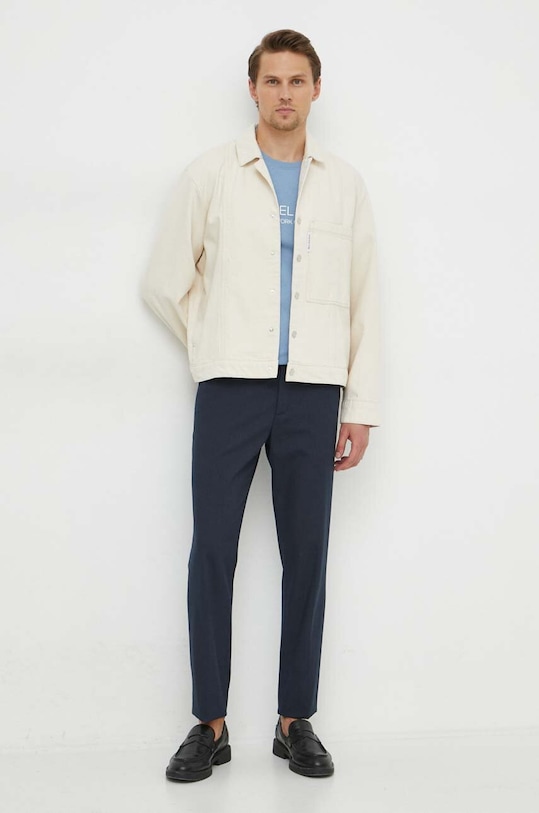 Bavlnené tričko Michael Kors CS4521H1V2 modrá SS24