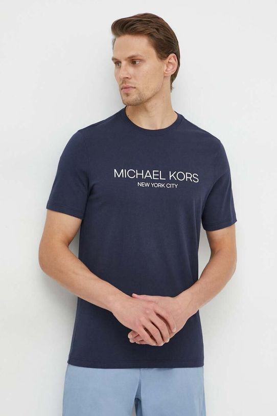 Pamučna majica Michael Kors pamuk mornarsko plava CS4521H1V2