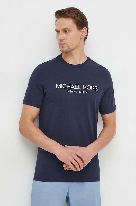 Michael Kors t-shirt bawełniany nadruk granatowy CS4521H1V2