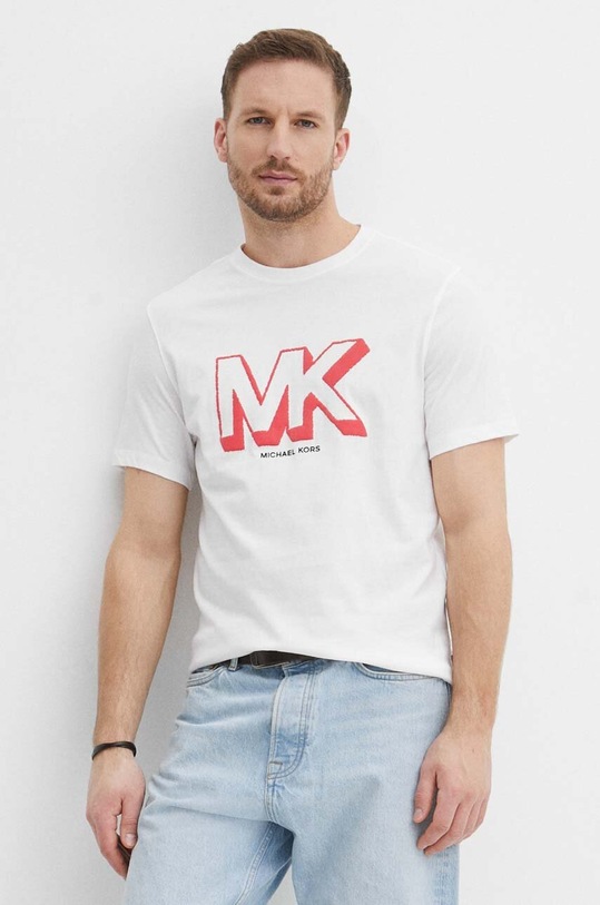 Βαμβακερό μπλουζάκι Michael Kors βαμβάκι λευκό CS4521TFV4