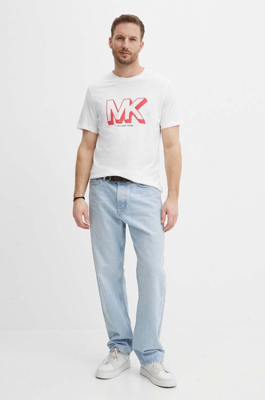 Βαμβακερό μπλουζάκι Michael Kors CS4521TFV4 λευκό SS24