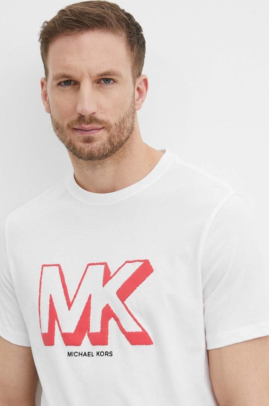 Βαμβακερό μπλουζάκι Michael Kors λευκό CS4521TFV4