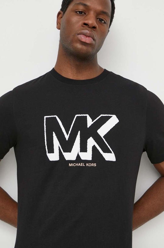 Michael Kors t-shirt bawełniany nadruk czarny CS4521TFV4