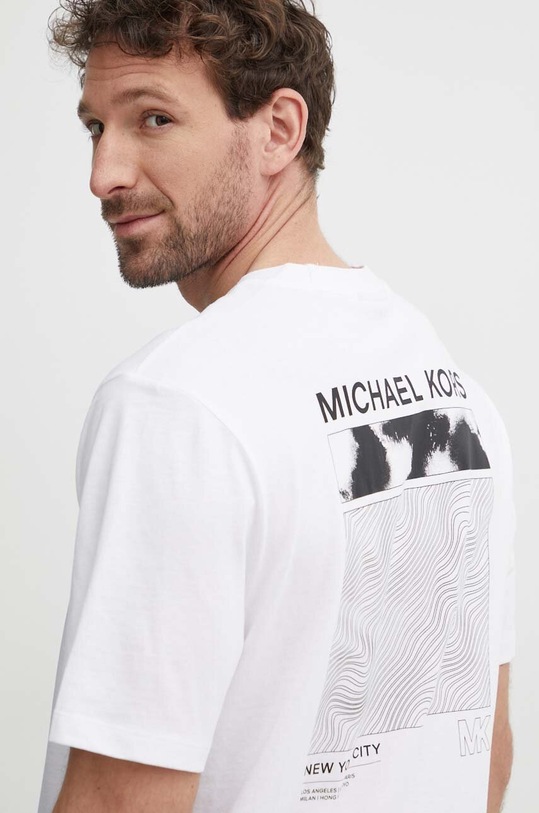 Βαμβακερό μπλουζάκι Michael Kors λευκό CS4521UFV4