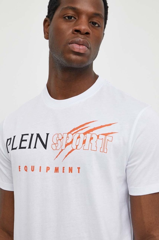 PLEIN SPORT t-shirt in cotone sovrastampa bianco PADC.MTK7205.SJY001N