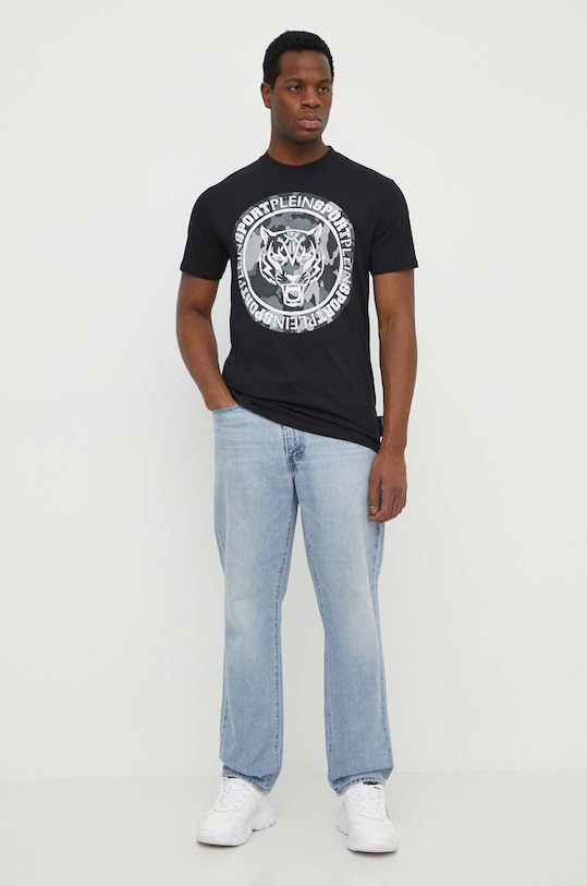 Bavlnené tričko PLEIN SPORT potlač čierna PADC.MTK7212.SJY001N