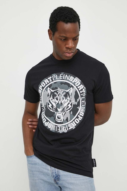Bavlnené tričko PLEIN SPORT PADC.MTK7212.SJY001N čierna SS24