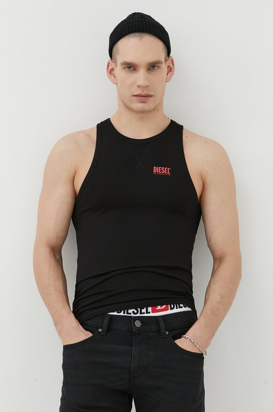 Diesel t-shirt z elastanem czarny 00CG1Y.0BLAX