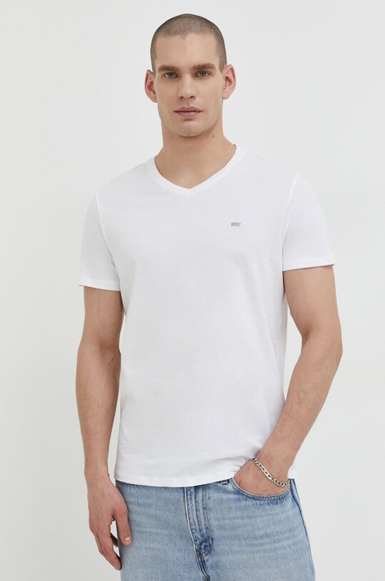 Diesel tricou din bumbac 3-pack uni alb 00SHGU.0LIAD