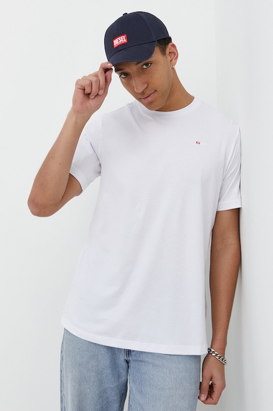 Diesel tricou din bumbac uni alb A06418.0HFAX