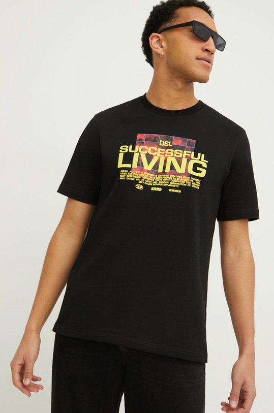 Diesel tricou din bumbac print negru A12275.0BEAF