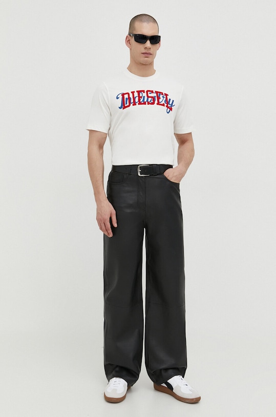 Diesel tricou din bumbac A12441.0GRAI bej SS24