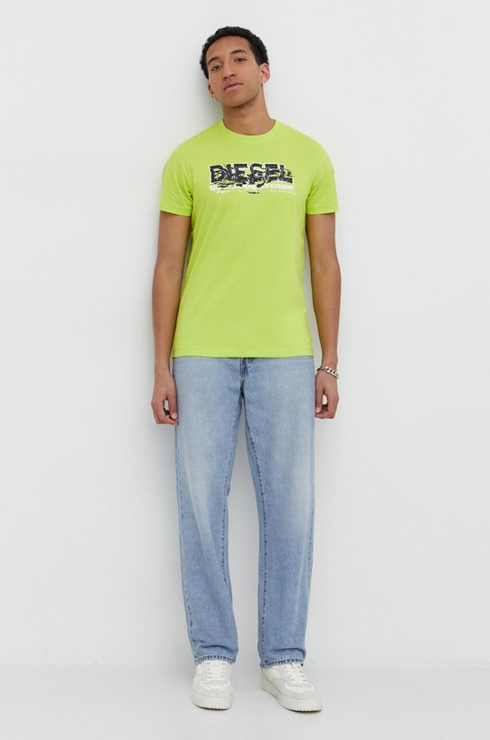 Diesel tricou din bumbac A12498.0GRAI verde SS24