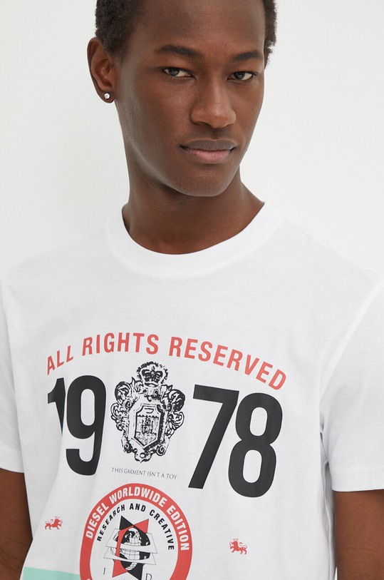 Diesel t-shirt bawełniany T-DIEGOR-K73 biały A12501.0GRAI