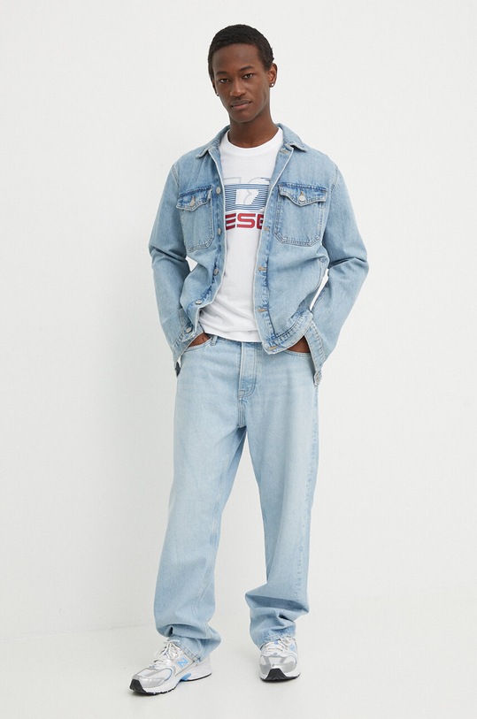 Diesel t-shirt bawełniany T-DIEGOR-K74 A12502.0GRAI biały SS24