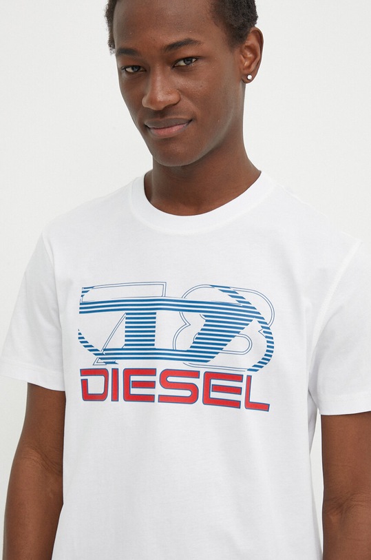 Diesel t-shirt bawełniany T-DIEGOR-K74 biały A12502.0GRAI