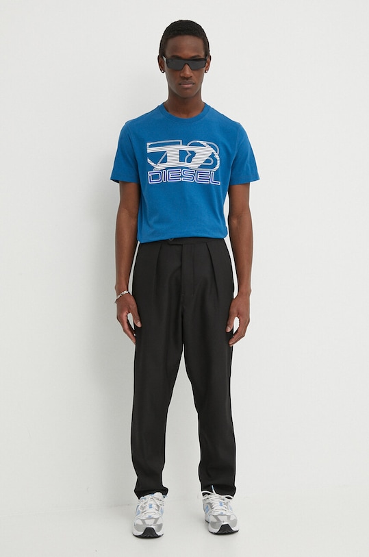 Diesel t-shirt bawełniany T-DIEGOR-K74 A12502.0GRAI niebieski SS24