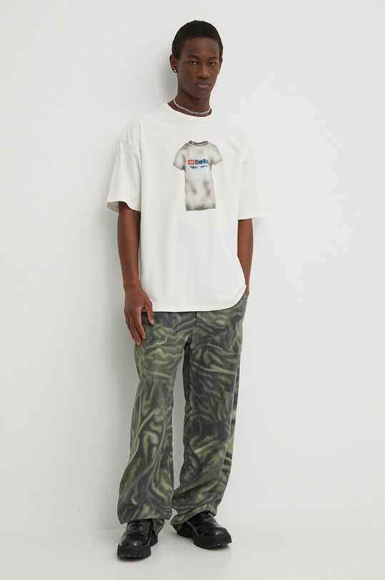 Diesel t-shirt bawełniany T-BOXT-N12 A12914.0AKAK beżowy SS24