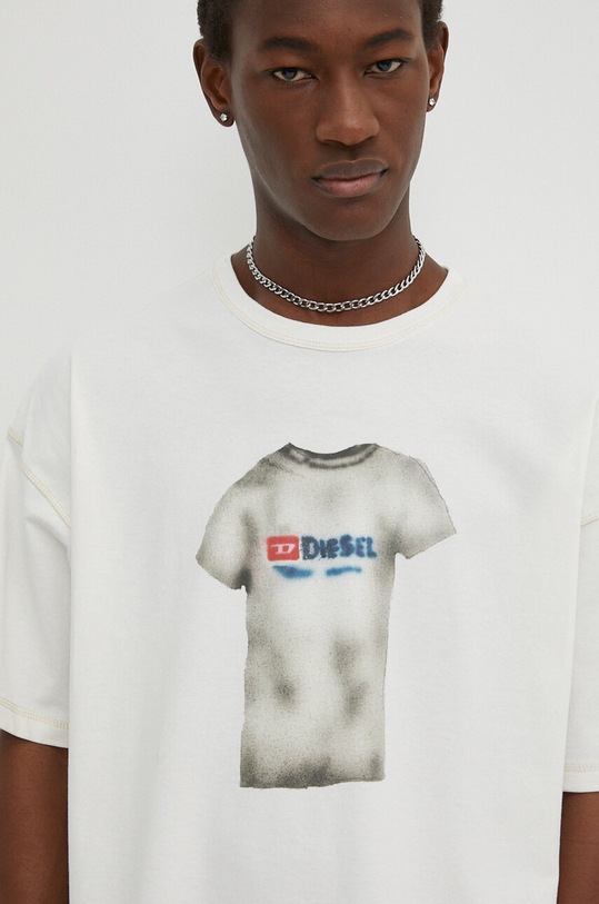 Diesel t-shirt bawełniany T-BOXT-N12 beżowy A12914.0AKAK