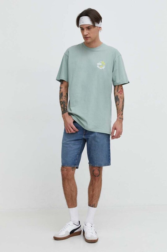 Vans tricou din bumbac VN0A7SMYD1L1 verde SS24