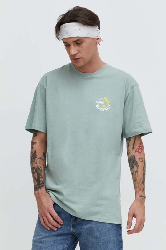 Vans tricou din bumbac verde VN0A7SMYD1L1