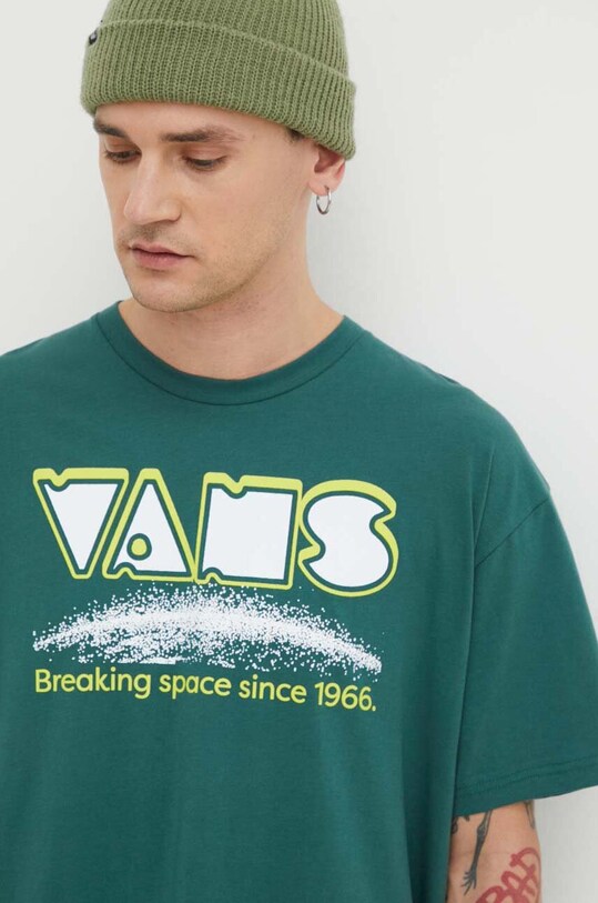 Bavlněné tričko Vans zelená VN000G49BDX1