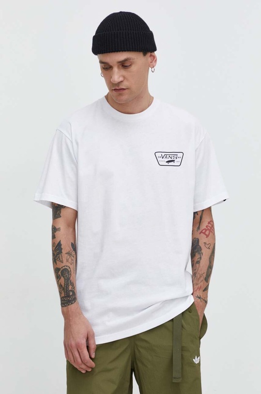 Βαμβακερό μπλουζάκι Vans βαμβάκι λευκό VN0000F8YB21