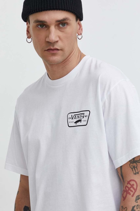 Βαμβακερό μπλουζάκι Vans λευκό VN0000F8YB21