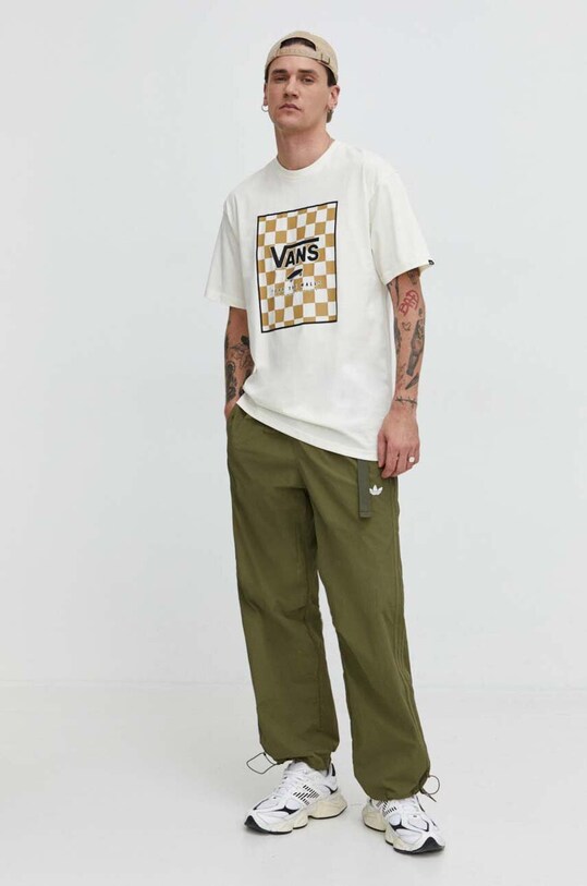Памучна тениска Vans VN0A5E7YKIG1 бежов SS24