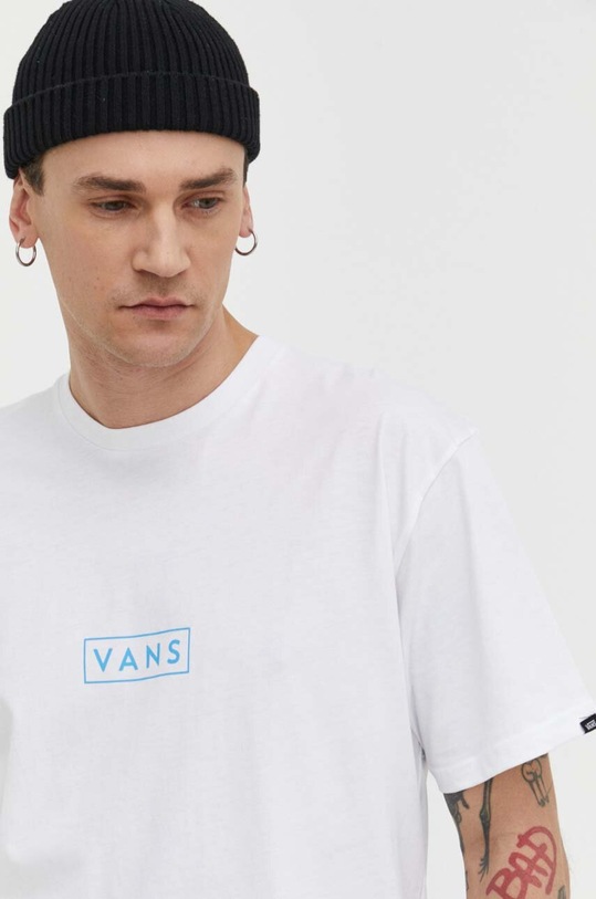 Βαμβακερό μπλουζάκι Vans λευκό VN0A5E81CZM1