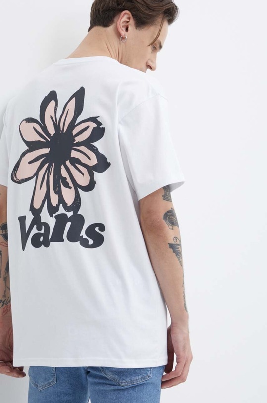 Bavlněné tričko Vans kulatý bílá VN000G5BWHT1