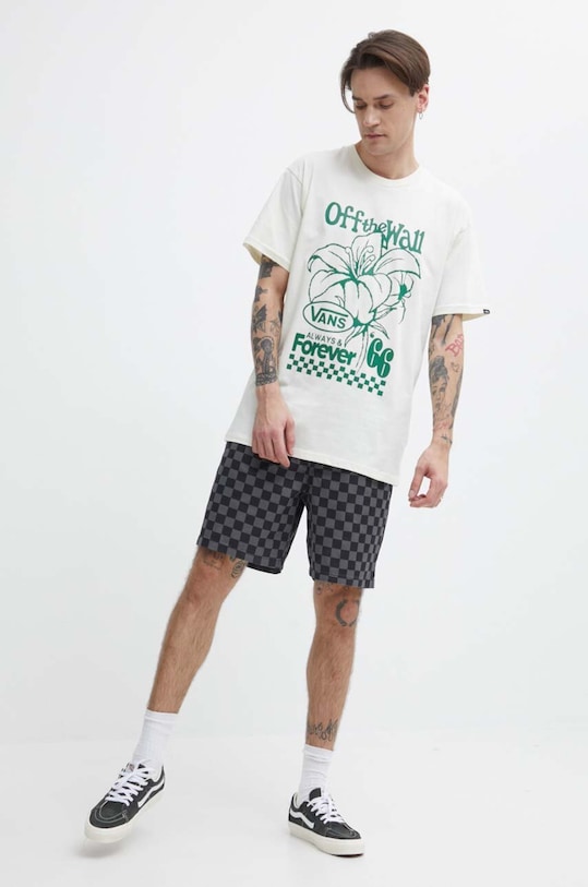 Bavlnené tričko Vans VN000G55FS81 béžová SS24