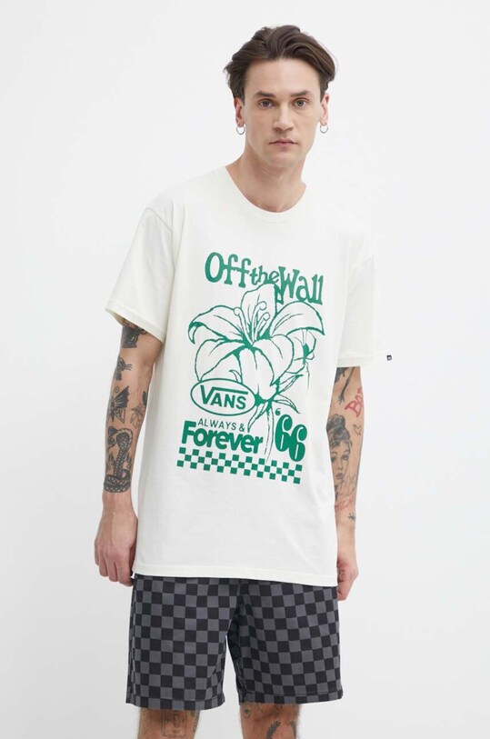 Bavlnené tričko Vans béžová VN000G55FS81