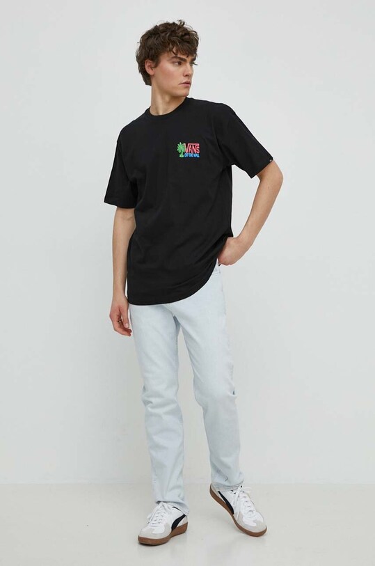 Vans tricou din bumbac VN000G58BLK1 negru SS24